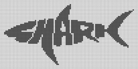 Shark Tapestry Crochet, Shark Bracelet Patterns, Shark Alpha Pattern, Whale Pixel Art, Easy Crochet Tapestry, Shark Pixel Art, Ocean Pixel Art, Shark Cross Stitch Pattern, Shark Cross Stitch