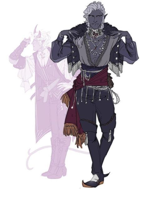 Bard Clothes Dnd, Grey Tiefling, Warlock Costume, Rogue Dnd, Dnd Bard, Half Drow, Tiefling Bard, Dnd Elves, Pathfinder Character