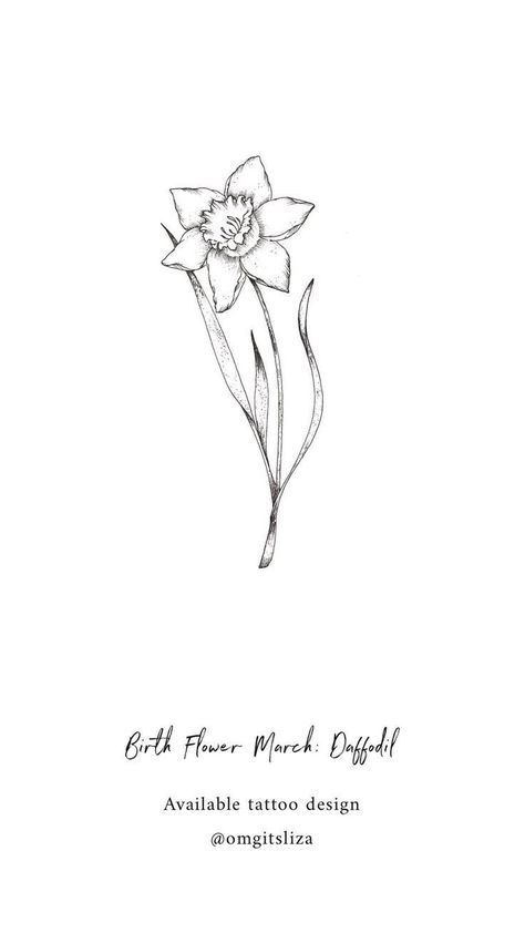 Birth Flower March, March Birth Flower Tattoo, Daffodil Flower Tattoos, Daffodil Design, March Birth Flower, March Birth Flowers, Daffodil Tattoo, Bouquet Tattoo, Tattoo For Son