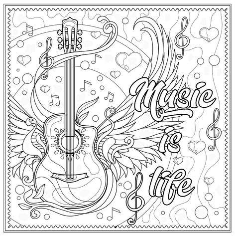 Music Coloring Pages, Music Coloring Sheets, Free Disney Coloring Pages, Geometric Coloring Pages, Rose Drawing Tattoo, Aries Art, Swear Word Coloring Book, Love Coloring Pages, Words Coloring Book