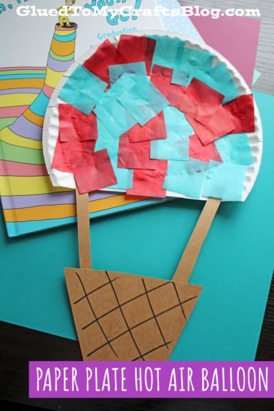 Oh The Places You’ll Go Hot Air Balloon Craft, Hot Air Balloon Activity For Preschool, Hot Air Balloon Art Preschool, Tissue Paper Hot Air Balloon, Preschool Hot Air Balloon Craft, Paper Plate Hot Air Balloon Craft, Hot Air Balloon Basket Template, Air Transportation Preschool Crafts, Hot Air Balloon Craft Preschool