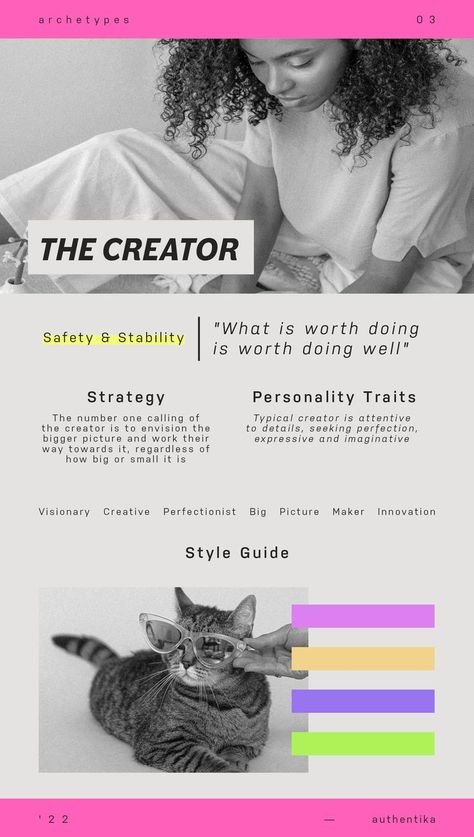 The creator is one of my absolutely favourite archetypes, authentic little guys!🙂 #personalbranding #branding #brandarchetypes Brand Archetypes Creator, The Creator Archetype, Creator Brand Archetype, Creator Archetype, Feminine Archetypes, Jungian Archetypes, Business Is Business, Vitamin Brands, Business Branding Design