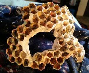 Honeycomb Mask Paper Mache bee costume diy tutorial Honeycomb Costume, Bee Costume Makeup, Bee Woman, Bee Costume Diy, Honey Costume, Bee Mask, Sew Costume, Mask Paper Mache, Queen Bee Costume