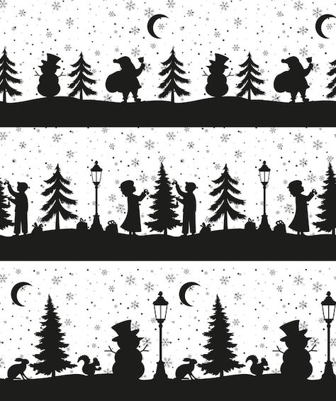 Winter Scene Silhouette Svg, Christmas Silhouette Art, Christmas Silhouette Templates Free, Simple Christmas Silhouette Images, Christmas Silloutes, House Silhouette Templates, Christmas Window Silhouettes, Diy Cards With Cricut, Christmas Silhouette Templates