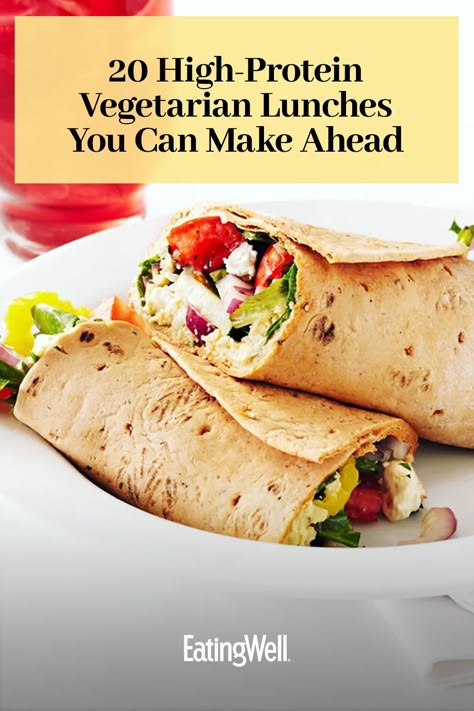 Easy Make Ahead Lunch Ideas, Vegetarian Protein Lunch Ideas, Work Lunch Wraps, Protein Lunch Ideas Vegetarian, Meatless High Protein Lunch, Vegan Protein Lunch Ideas, High Protein Vegetarian Recipes Lunch, Simple Vegetarian Lunch Ideas For Work, Vegetarian Meals High Protein