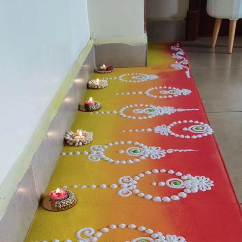 Unique Simple Rangoli Designs, Rangoli Ideas Creative Unique, Unique Rangoli Designs Beautiful, Rangoli Idea, Rangoli Designs Beautiful, Ready Rangoli, Unique Rangoli Designs, Unique Rangoli, Diwali Decoration Ideas