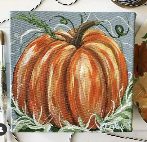 Pumpkin And Sunflower Painting, Paintings Of Pumpkins Acrylic, Fall Paint Party Ideas, Pumpkin Canvas Painting Ideas, September Painting Ideas, Painting Pumpkins On Canvas, Fall Paintings On Wood, Canvas Painting Ideas Fall, Pumpkin Paintings On Canvas