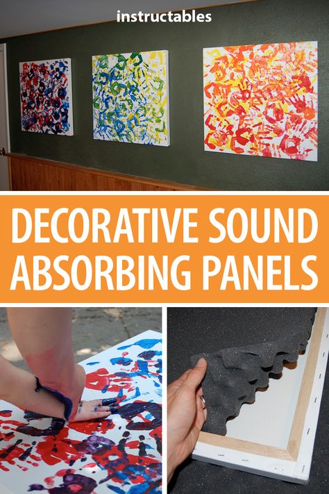 Sound Absorbing Wall Decor, Audio Panels, Sound Absorbing Wall Panels, Decorative Sound Absorbing Panels, Sound Boards Wall Diy, Sound Dampening Decor Diy, Soundproofing Decor, Sound Baffles Diy, Sound Deadening Ideas