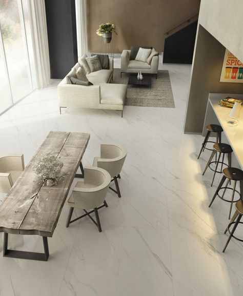 White Tiles Living Room, Marble Floor Living Room, Ceramic Wood Tile Floor, Marble Living Room, Tiles Living Room, Living Room Marble, Marble Flooring Design, Tile Floor Living Room, Marble Tables Design