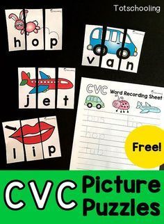 Word Family Puzzles Free, Cvc Puzzles Free, Puzzles For Kindergarten, Free Educational Printables, Cvc Activities, Cvc Word Activities, Literacy Centers Kindergarten, Cvc Word, Kindergarten Centers