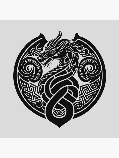 Viking Dragon Tattoo, Celtic Wolf Tattoo, Celtic Dragon Drawing, Celtic Coloring, Dragon Tattoo Drawing, Celtic Artwork, Celtic Mandala, Viking Logo, Viking Dragon