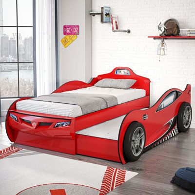 Car Beds for Kids Boys Bed With Slide, Car Beds For Boys, Kid Car Beds, Kids Car Bed The Home Depot, Car Beds For Little Boys, Red Car Bed Bedroom, Kids Bed Frame, Race Car Bedroom, Cars Bedroom