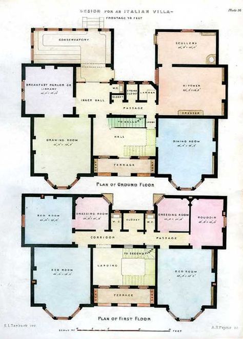 Italian Villa Floorplans Architectural engraving c1850 Italian Villa Blueprint, Italian Farmhouse Floor Plan, Vintage Mansion Floor Plan, Italy House Italian Villa Interior, Mediterranean Architecture Italian Villa, Italian Home Floor Plans, Italian Style Architecture, Italian Home Layout, Italian Villa Floorplan