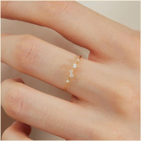 Add a touch of simplicity to your wardrobe with jewelry from Amazon. Simple Small Diamond Ring, Gold Ring With Small Diamonds, Small Ring Design, Elegant Simple Jewelry, Minimal Gold Engagement Ring, Small Diamonds Ring, Small Gold Rings, Small Diamond Jewelry, Dainty Rings Gold