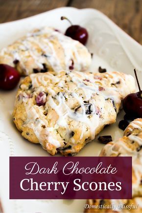 Dark Chocolate Cherry scones Chocolate Cherry Scones, Cherry Scones Recipe, Cherry Scones, Baking Scones, Scones Recipe Easy, Scone Recipes, Bread Puddings, Cherry Recipes, Fresh Cherries