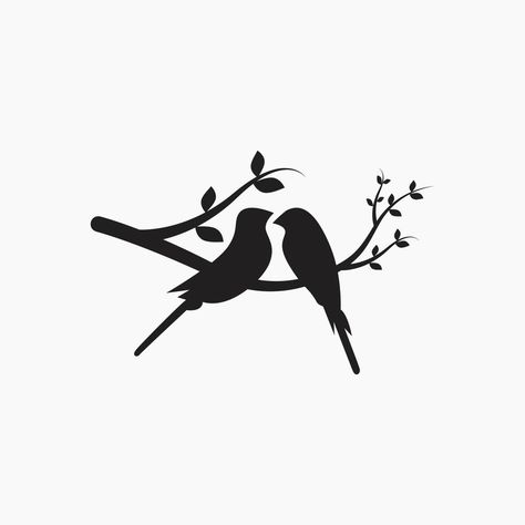 Love Bird Silhouette, Birds On The Wire, Love Birds Tattoo Design, Love Bird Tattoo, Friend Signs, Ak Tattoo, Linoleum Carving, Two Birds On A Wire, Birds Couple