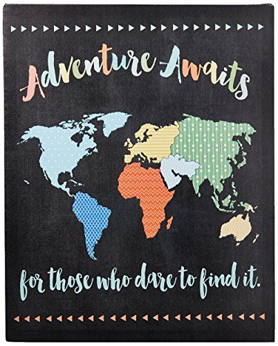 Stupell Home Dcor Adventure Awaits World Map Stretched Canvas Wall Art 16 x 15 x 20 Proudly Made in USA ** Read more at the image link.-It is an affiliate link to Amazon. #KidsRoomDcor School Entrance, 3d Printing Art, Stretched Canvas Wall Art, Kids Adventure, World Map Wall, Framed Maps, Wall Art Plaques, Lithograph Print, Stupell Industries