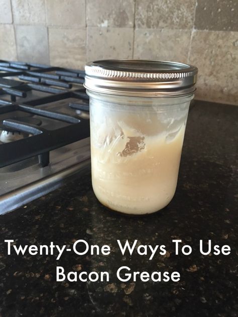 Bacon grease might just might be the best thing about bacon and I am sharing with you twenty-one of my favorite uses for bacon grease! How To Use Bacon Grease, Storing Bacon Grease, How To Clarify Bacon Grease, Cooking With Bacon Grease, What To Do With Bacon Grease, Bacon Fat Uses, Bacon Grease Recipes, Recipes With Bacon Grease, Uses For Bacon Grease