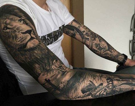 Tattoo Price Quotes By Size and Examples #tattoos #tattoosforguys #tattoosformen #tattooideas #tattoodesigns Full Forearm Tattoo Men, Kurt Tattoo, Lion Tattoo Sleeves, Chicano Tattoos, Marvel Tattoos, Tattoo Prices, Half Sleeve Tattoos For Guys, Gorgeous Tattoos, Tattoo Sleeves