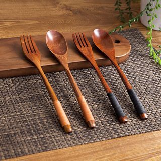 Buy MyHome Wooden Cutlery at YesStyle.com! Quality products at remarkable prices. FREE Worldwide Shipping available! Salads Ideas, Wood Cutlery, Wood Kitchen Utensils, Wooden Fork, Wooden Cutlery, Wooden Kitchen Utensils, Spoon Carving, Kitchen Wood, Wooden Utensils