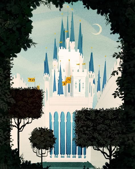 Magic Kingdom ✦☾ . Throwback to this magical castle in the Land of Fantasy! . . . Shout out to my bb Eyvind Earle!! Print available via… | Instagram Fairytale Storybook, Eyvind Earle, Castle Illustration, Magical Castle, Castle Painting, Tree Display, Mary Blair, Magical Kingdom, Disney Concept Art