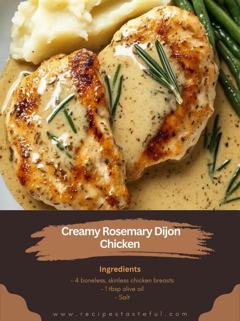 HOMEMADE RECIPES COMMUNITY | "🍗 Creamy Rosemary Dijon Chicken | Facebook Usa Recipes, Dijon Chicken, Recipe Community, Skillet Chicken, Boneless Skinless Chicken, Skinless Chicken Breast, Dijon, Chicken Breasts, Chicken Dishes