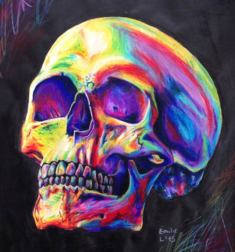 Colorful Skull Painting, Colourful Skull Art, Skull Art Colorful, Sculls Art Drawing, Painting Skull Ideas, Unconventional Art Materials, How To Paint A Skull, Painting Ideas Skull, Drawings With Colour