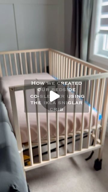 Diy Cosleeper, Bed Side Crib, Ikea Singular Crib Hack, Ikea Crib Hack, Ikea Crib Co Sleeper, Baby Bed Side Sleeper, Bed Side Crib Co Sleeper, Bedside Crib Co Sleeper, Cosleeping Bedroom