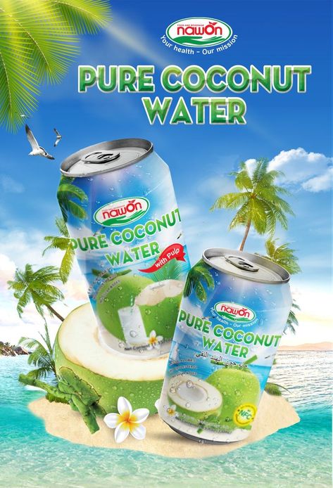 Coconut Poster Design, Poster Product Design, Coconut Water Drinks, Catalog Cover Design, Green Coconut, Ice Cream Poster, Coconut Drinks, Air Kelapa, Water In The Morning