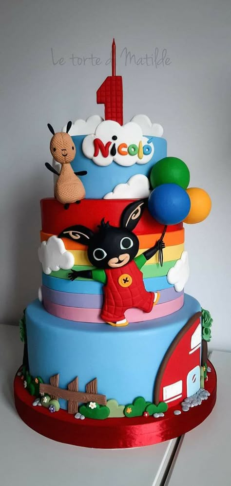 Dort Bing, Tort Bing, Bing Birthday Cake, Bing Bunny Cake, Bing Cake, Bing Bunny, Baby Boy Cakes, Cartoon Cake, Animal Cakes