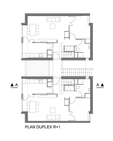 Social Housing Architecture, Housing Plan, Duplex Floor Plans, Duplex Plans, Collective Housing, Apartment Floor Plan, Row Houses, Duplex House Plans, Studio Flat