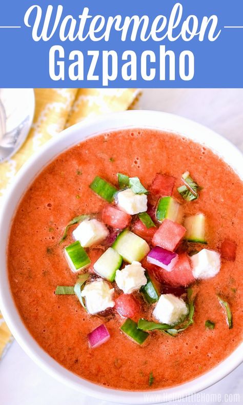 Veggie Recipes Breakfast, Watermelon Gazpacho Recipe, Watermelon Soup, Vegan Stew Recipes, Best Watermelon, Tomato Gazpacho, Vegetarian Stew, Cook Vegetarian, Cold Soups