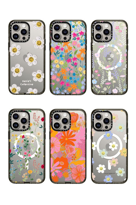 CASETiFY Impact Case for iPhone 15 Pro Max [4X Military Grade Drop Tested / 8.2ft Drop Protection] - Flower Prints - Gigi Garden Florals - Clear Black Phone Case Casetify, Casetify Cases, Casetify Case, Case For Phone, Wildflower Phone Cases, Floral Phone Case, Flower Phone Case, Pink Pastel, Military Grade