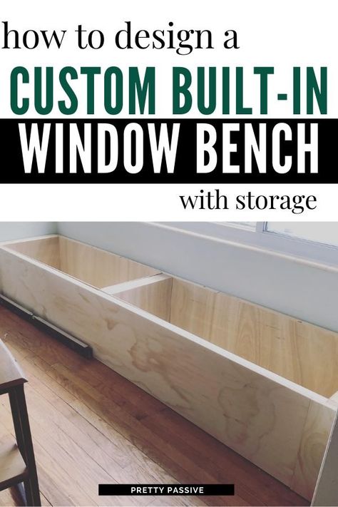 Diy Built In Window Bench, Built In Bench Seating Dining With Storage, Bench Seat Dining With Storage, Diy Bench Built In, Bench With Storage Underneath, Study Bench Ideas, Diy Window Nook Bench, Built In Porch Seating, Seat Bench With Storage