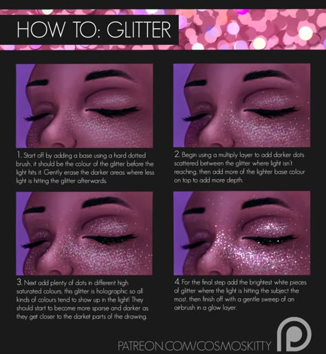 How To: Glitter by CosmosKitty Digital Art Tips, Digital Art Software, Digital Art Tutorials, Drawing Help, Art Help, Digital Painting Tutorials, Poses References, Drawing Stuff, Art Refs