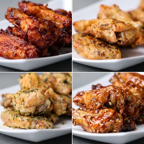 Oven-Baked Chicken Wings 4 Ways by Tasty Baked Chicken Wings Oven, Tasty Videos, Baked Chicken Wings, India Food, Oven Baked Chicken, Idee Pasto Sano, Chicken Wing Recipes, Wing Recipes, Oven Baked