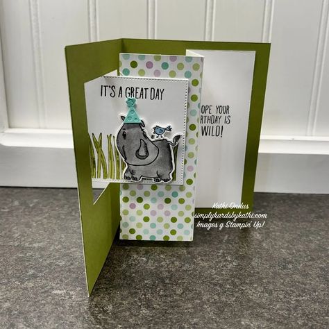 Rhino Ready, Party Blowers, Bicycle Cards, Stamping Ideas, Fancy Folds, Stamping Up Cards, Fun Fold Cards, Pop Out, Card Layout