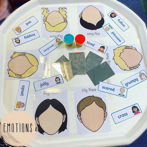 Early Years Emotions Activities, Emotions Tuff Tray Ideas, Emotions Tuff Tray, Emotions Eyfs, Each Peach Pear Plum, Social Emotional Development Activities, Emotions Preschool Activities, Emotional Development Activities, Table Top Activities