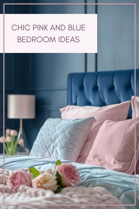 Explore chic pink and blue bedroom ideas for creating a stylish and cozy space. These colorful decor strategies illustrate trendy combinations to tailor your perfect bedroom. The pin will inspire creative and relaxing bedroom designs. Blue Walls Pink Curtains, Navy Blue And Hot Pink Bedroom, Navy And Blush Bedroom, Navy Pink Bedroom, Blue And Pink Bedroom For Adults, Blue And Coral Bedroom, Hot Pink Bedroom Ideas, Pink And Blue Bedding, Sky Blue Bedroom