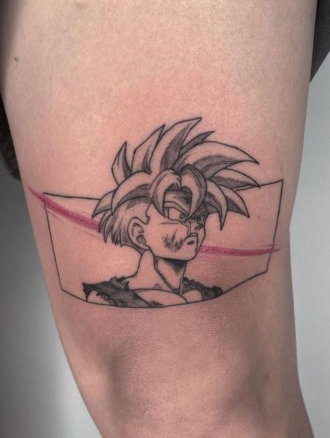 Cool Anime Tattoos, Goku Tattoo Design, Reborn Tattoo, Small Anime Tattoos, Draw In Procreate, Minimalist Tattoo Design, Dbz Tattoo, Zelda Tattoo, Gamer Tattoos