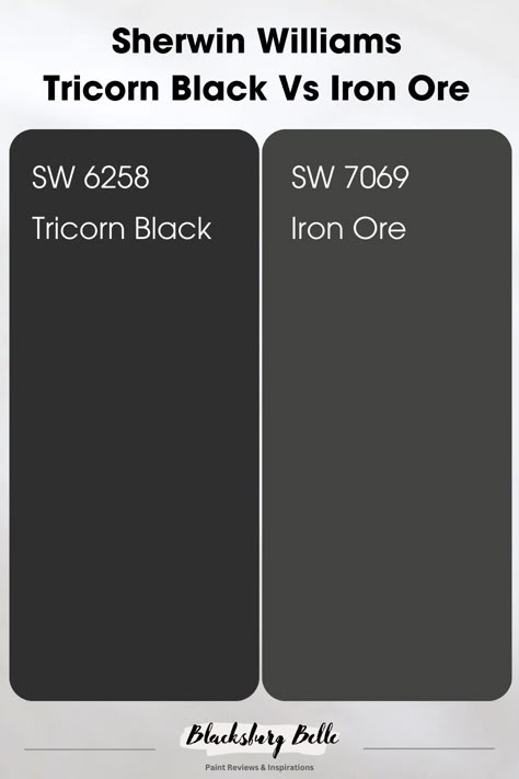 Tricorn Black Fireplace, Iron Ore Vs Tricorn Black, Charcoal Paint Colors, Tricorn Black Front Door, Sherwin Williams Tricorn Black, Iron Ore Sherwin Williams, Tricorn Black, Black Front Door, Black Paint Color