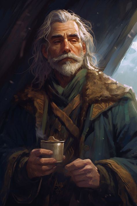 Old Man Dnd Art, Old Soldier Fantasy Art, Old Half Elf, Cleric Character Design Male, Dnd Old Man, Medieval Character Art, Middle Aged Man Character Design, Older Man Art, D&d Npc