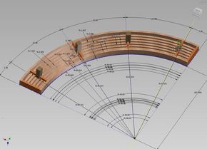 Curved bench plans Oct 4 2014 and built a bench Initially we planned on making it encircle the pit with a split hexagonal shape As I was building the first half we realized it The shape of the bench was dictated by the radius of the gravel area in the landscape plan We selected an internal radius of 83 in with eight 1 5 inch wide rails Curved outdoor dining bench Ideabooks0 Questions1 The bench is 10 in diameter It was designed by the Interior Designer on this project It is made of She ... Built In Curved Garden Seating, Curved Outdoor Seating, Wood Bench Diy, Park Bench Design, Seat Wall, Diy Wood Bench, Garden Bench Diy, Curved Bench, Greenhouse Shed