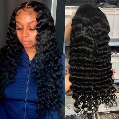 Affordable Lace Front Wigs, Deep Wave Lace Front Wig, Body Wave Weave Hairstyles, Deep Wave Human Hair, Best Human Hair Wigs, Curly Lace Wig, Brazilian Deep Wave, Straight Blonde Hair, Lace Frontal Wigs