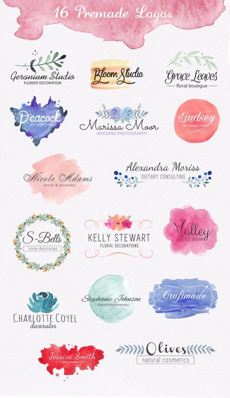 Watercolor Shapes, Inspiration Logo Design, Watercolor Logo, Feminine Logo, Logo Design Free, Business Plan Template, Leaf Flowers, Business Logo Design, Corporate Design