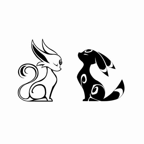 Umbreon And Espeon Tattoo Ideas, Tattoo Design Drawings Matching, Pokemon Espeon And Umbreon, Umbreon And Espeon Matching Tattoos, Espeon Tattoo Ideas, Pokemon Tattoo Umbreon, Pokemon Tattoo Espeon, Umbreon Tattoo Design, Pokemon Umbreon Tattoo