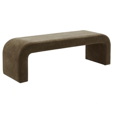 SAFAVIEH Couture Caralynn Curved Waterfall Upholstered Bench (Fully Assembled) - 62" W x 18" D x 19" H - On Sale - Bed Bath & Beyond - 36055035 Dark Olive Green, Green Brands, H Style, Furniture Outlet Stores, Upholstered Bench, Round Corner, Memorable Gifts, Online Furniture, Everyday Essentials Products