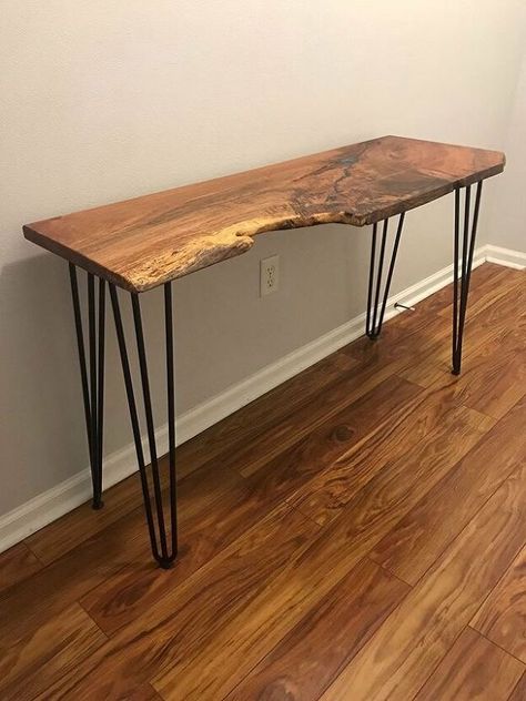 Live Edge Entry Table, Farmhouse Entry Table, Metal Dog Kennel, End Table Makeover, Custom Drapery, Diy Sofa, Furniture Trends, Live Edge Table, Wood Crates