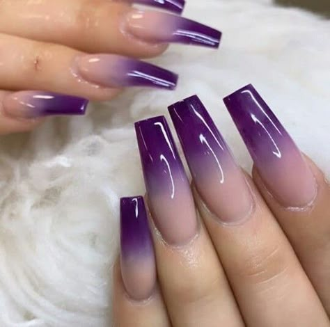 Dark Purple Nails, Purple Ombre Nails, Ombre Nail Art Designs, Unghie Sfumate, Purple Nail Art, Purple Acrylic Nails, Spring House, Purple Nail Designs, Purple Acrylic