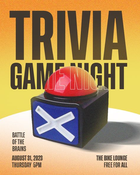 Trivia Game Night Social Media Poster Invitation Game Show Poster Design, Trivia Night Invitation, Instagram Post Games, Game Night Poster, Trivia Poster, Church Poster Ideas, Beauty Branding Design, Event Poster Design Inspiration, Photo Branding